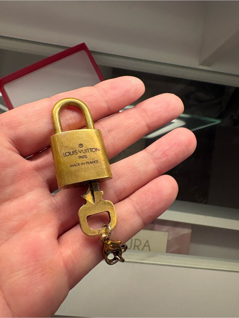 Louis Vuitton Gold Padlock Key Charm vintage and works!